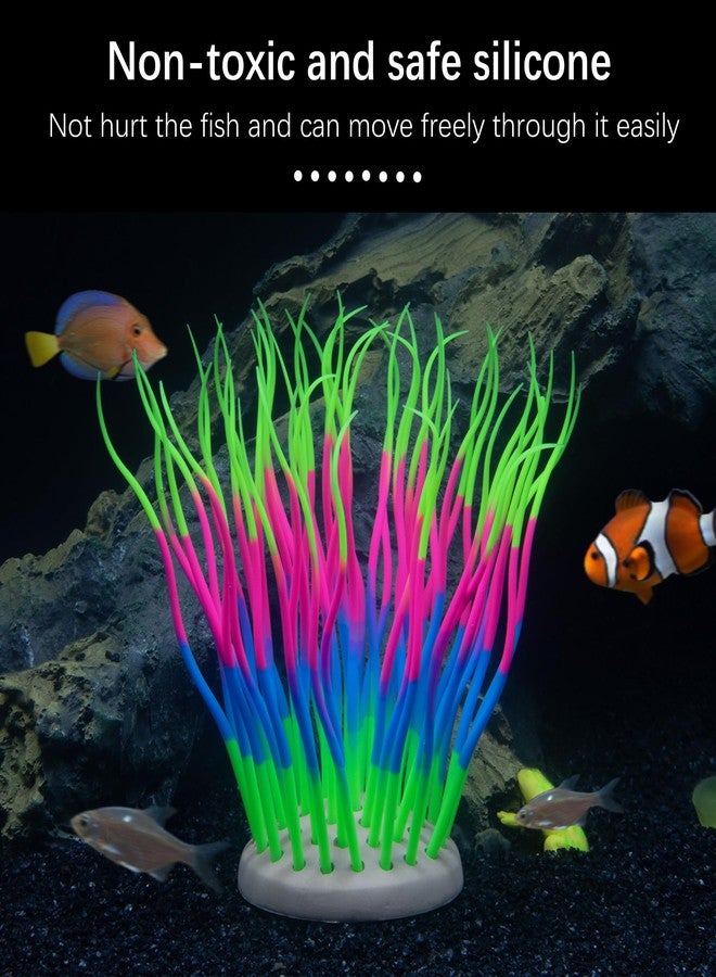 LPFLASAT Fish Tank Decorations Fluorescent Rainbow Anemone Aquarium Decor Aquatic Plants Betta Fish Tank Decor Silicone Ornament Glowing Effect for Fish Tank Landscape Decoration, for Halloween(Y) - Image 4